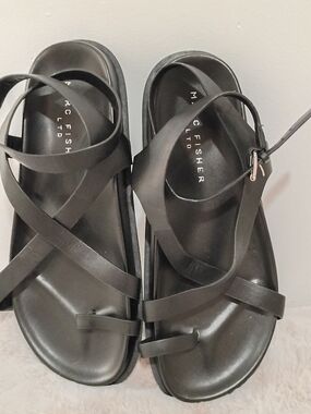 Marc Fisher Black Strappy Leather Sandals